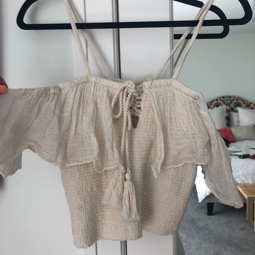 Creme Fitted Crop Top